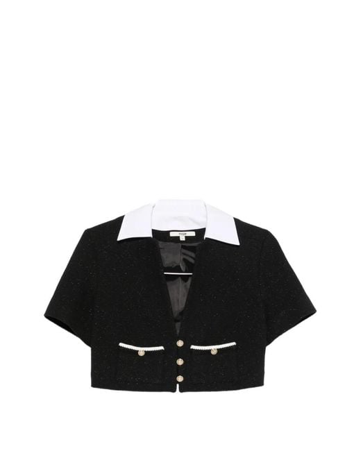Maje Black Button-Detail Flared Trousers