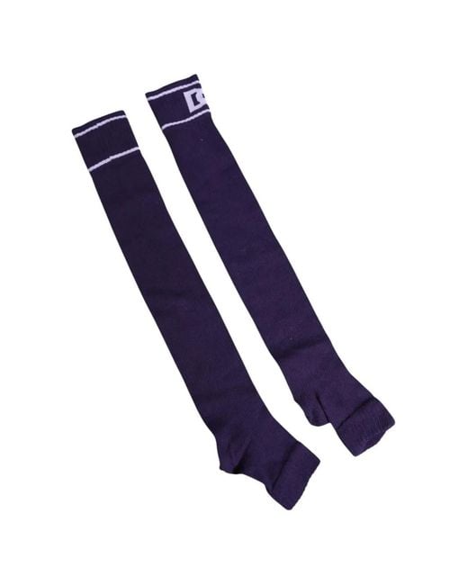Dolce & Gabbana Blue Dg Logo Ribbed Socks for men