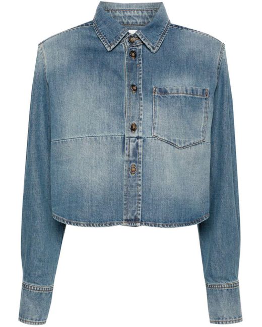 Chemise en jean à coupe crop Victoria Beckham en coloris Blue