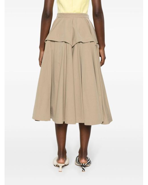 Bottega Veneta Natural Pleated Midi Skirt