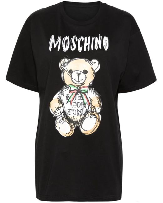 Moschino Black T-Shirt Mit Teddy-Print