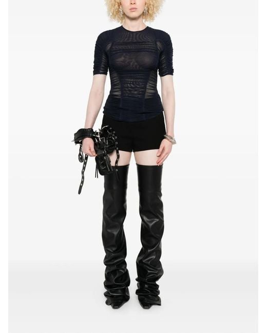 Mugler Black Sheer Mesh Top