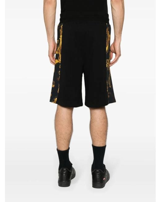 Versace Jeans Couture Black Watercolour Couture-Print Track Shorts for men