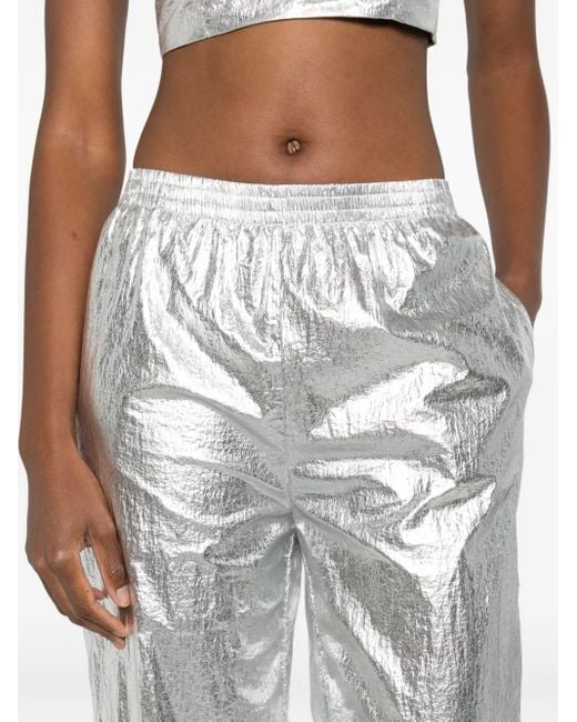 MEDEA White Metallic-Effect Trousers