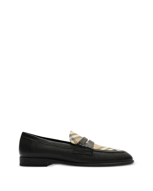 Burberry Black Check And Leather Opal Loafers