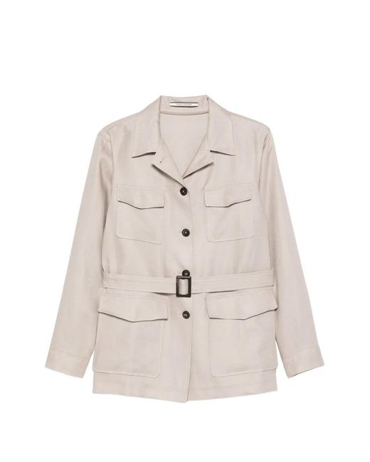 Chaqueta Con Cinturón Y Bolsillo Tagliatore de color White