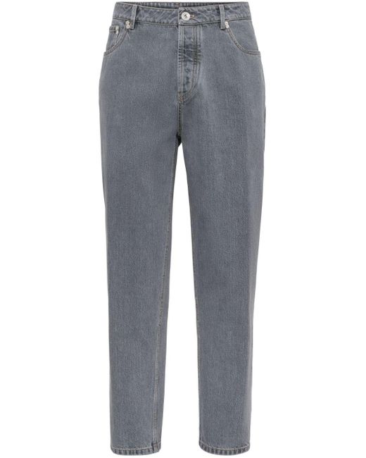 Brunello Cucinelli Grayscale Straight-Leg-Jeans für Herren