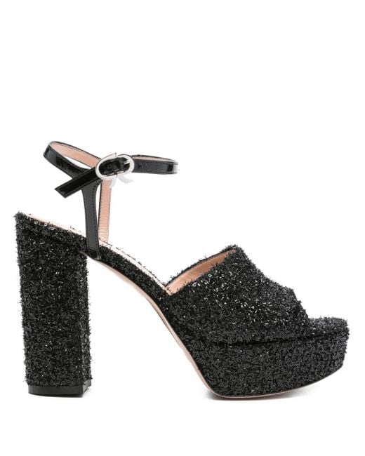 Gianvito Rossi Black 110Mm Glitter Heeled Sandals