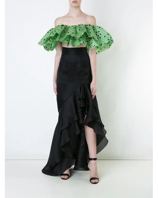 Bambah Green Double Ruffle Top