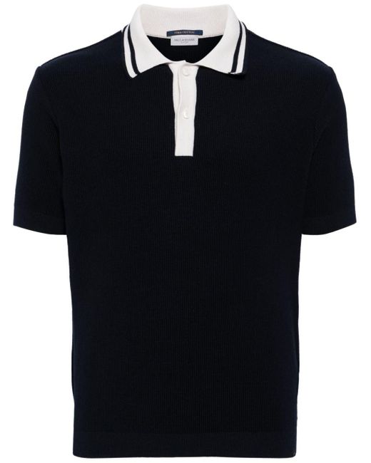 Paul & Shark Black Fine-Ribbed Cotton Polo Shirt for men