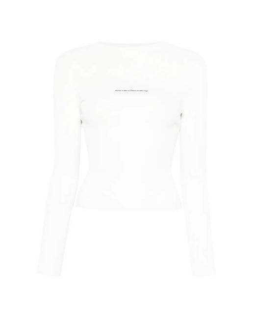 Alexander Wang White Knit Logo Long-Sleeve T-Shirt