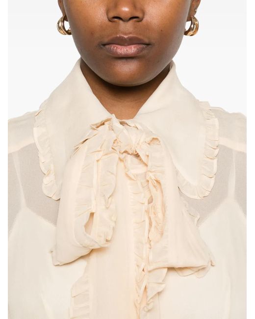 Zimmermann Natural Georgette Bow Shirt