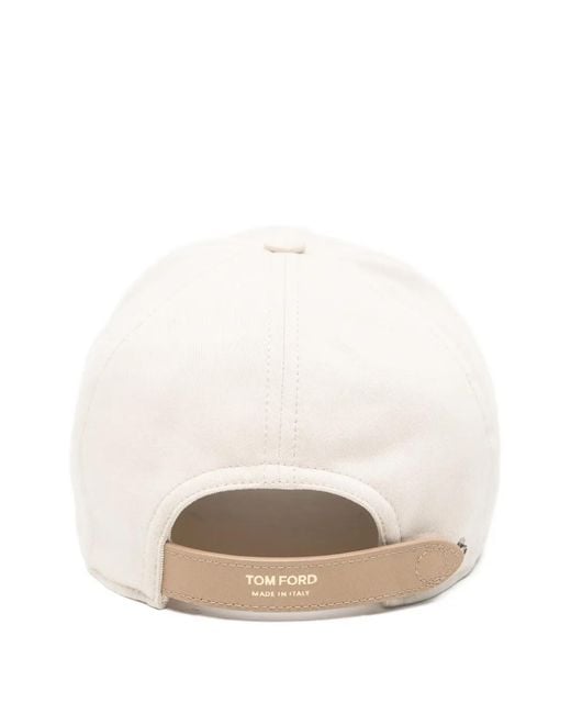 Tom Ford White Logo Canvas Baseball Cap for men