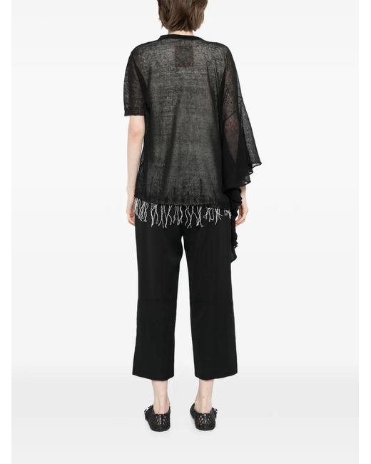 Uma Wang Black Asymmetric Knitted Top