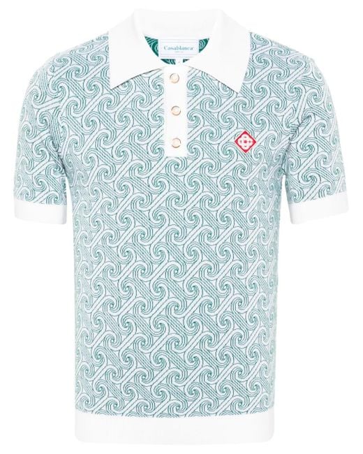 Casablanca Blue Jacquard Polo For for men