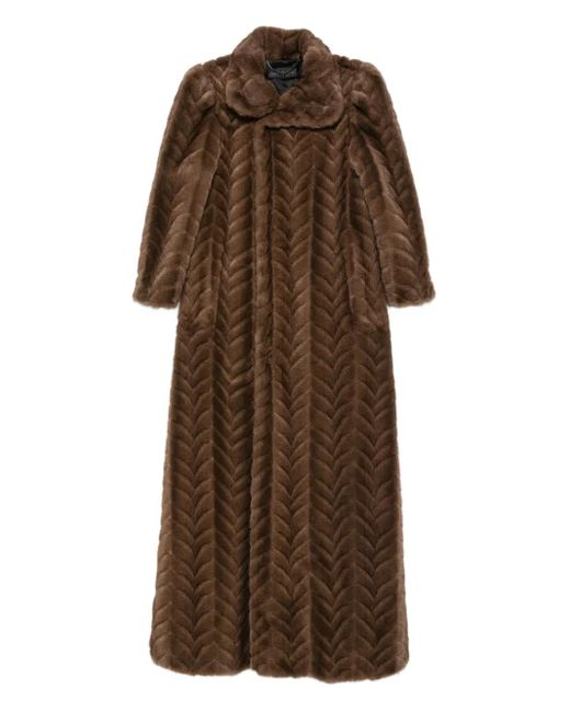 Balenciaga Brown Chevron-Pattern Coat