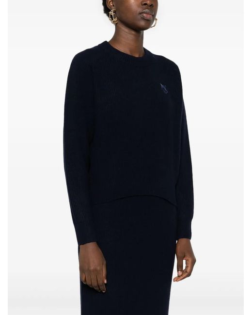 Maison Kitsuné Blue Bold Fox Head-Patch Sweater