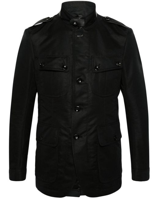 Tom Ford Black Compact Button-up Military Jacket for men