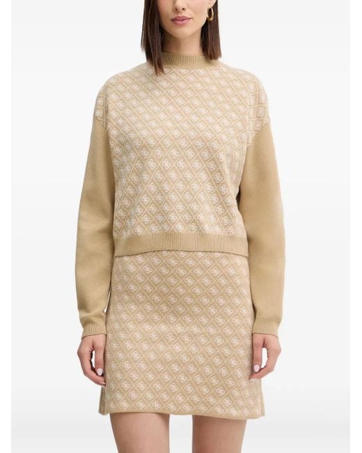 Guess Natural Patterned High-Neck Sweater