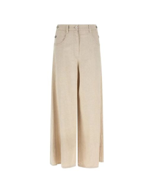 Brunello Cucinelli Natural Weite Maxi Sailor Jeans mit Monili-Detail