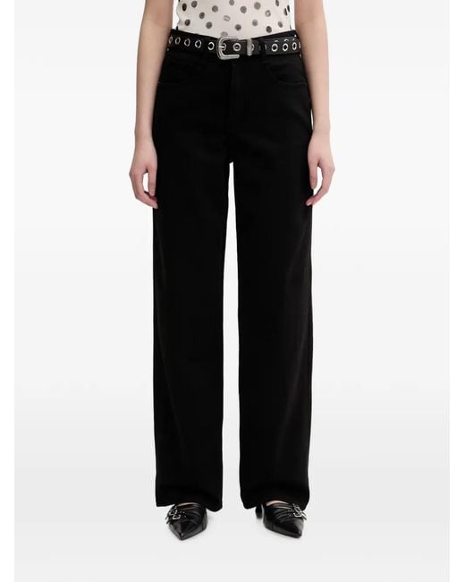 Miss Sixty Black Logo-Patch Mid-Rise Straight-Leg Jeans