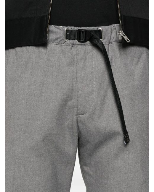 White Sand Gray Drawstring-Waist Trousers for men