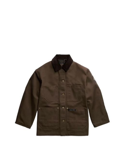 Canada Goose Brown Beaumont Corduroy-Collar Logo-Patch Coat
