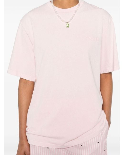 ROTATE BIRGER CHRISTENSEN T-shirt Met Geborduurd Logo in het Pink