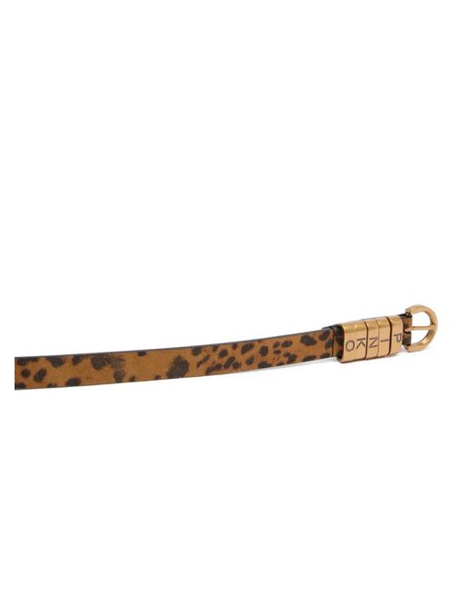 Pinko White Animal-Print Buckle Belt