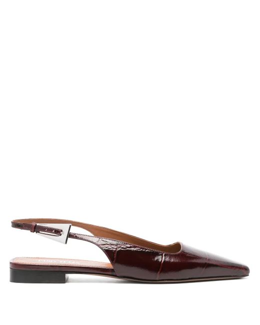 Paris Texas Brown Embossed-Crocodile Ballet Flats