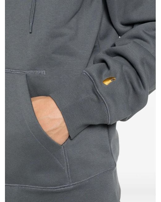 Carhartt Gray Chase Logo-Embroidered Zip-Up Hoodie for men