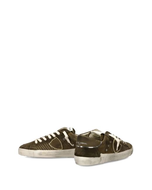 Philippe Model Brown Leather Low-Top Sneakers for men