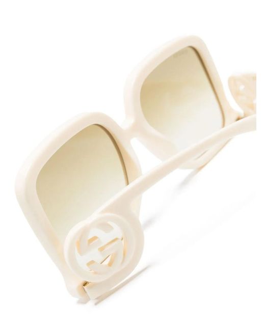 Gucci Natural Interlocking-G Oversize-Frame Sunglasses
