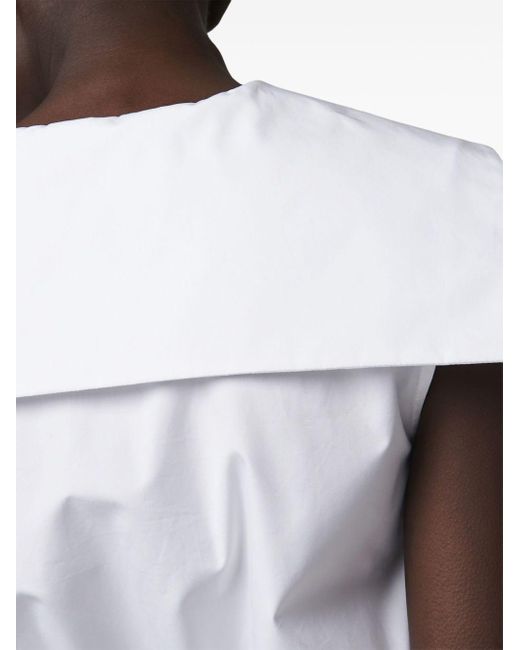 Miu Miu White Logo-appliqué Cropped Cotton Top