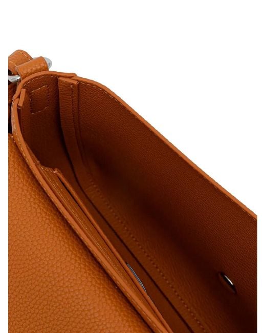 ARMANI EXCHANGE Brown Logo-Strap Pebbled Cross Body Bag