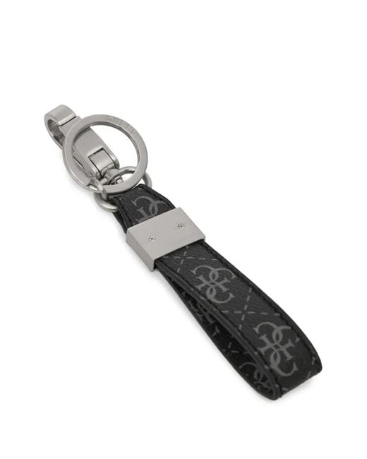 Guess Black Monogram-Print Belt And Keyring Set for men