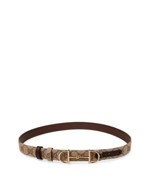Gucci Brown Horsebit Gg Supreme Belt