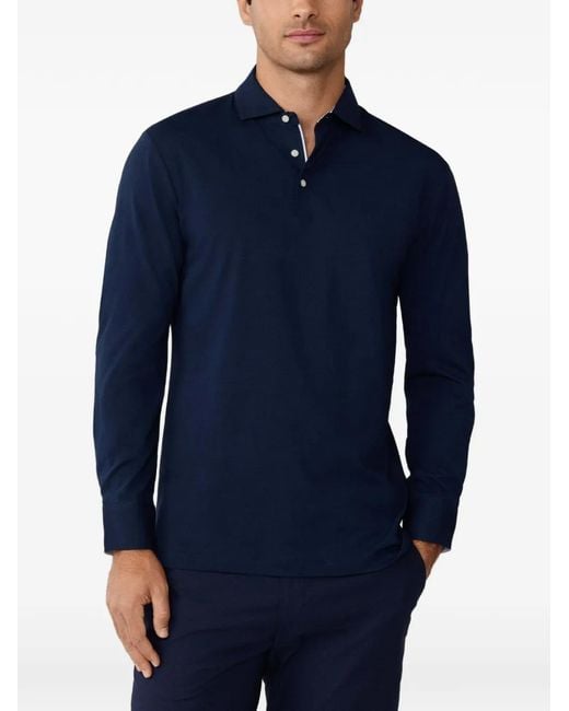 Hackett Blue Long-Sleeve Polo Shirt for men
