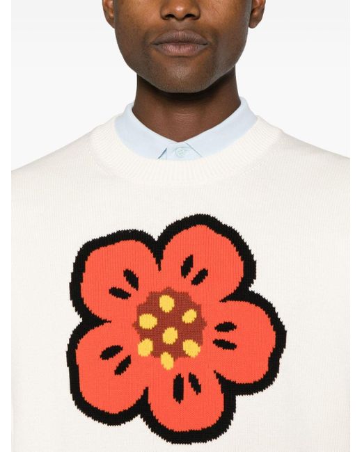 KENZO White Boke Flower Motif Sweater for men
