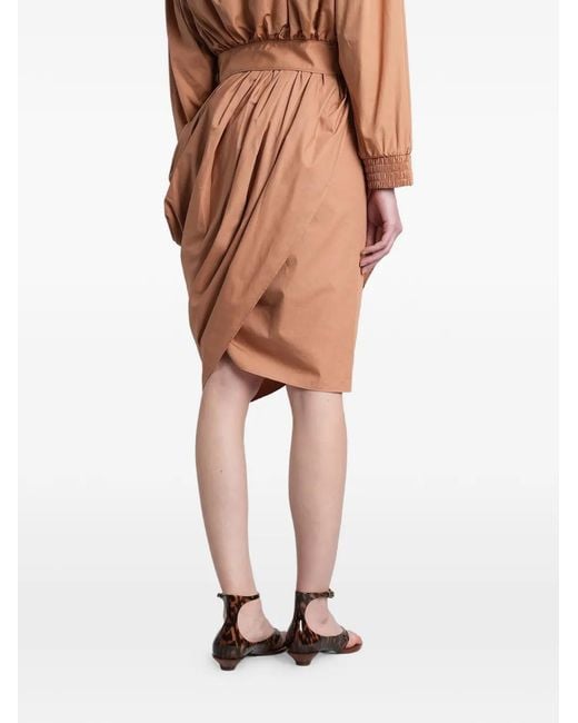 Chloé Brown Draped Asymmetric Mini Skirt