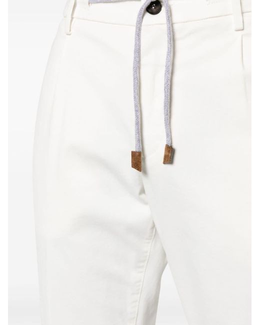 Eleventy Tapered Cotton blend Drawstring Chinos in White for Men