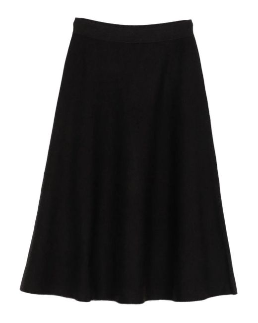 P.A.R.O.S.H. Black Elastic-waist Flared Midi Skirt