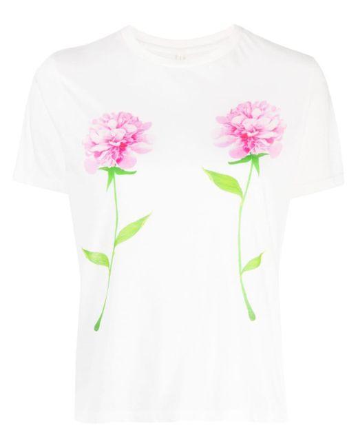 Cynthia Rowley Pink Floral-print Cotton T-shirt