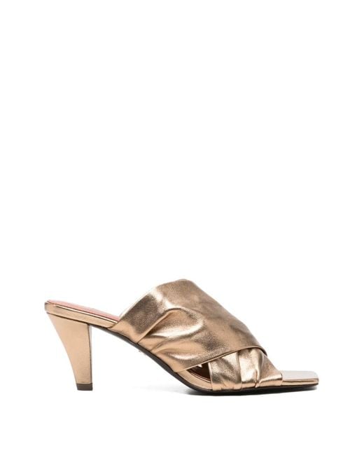 Lola Cruz Metallic Arabella Twisted Mules