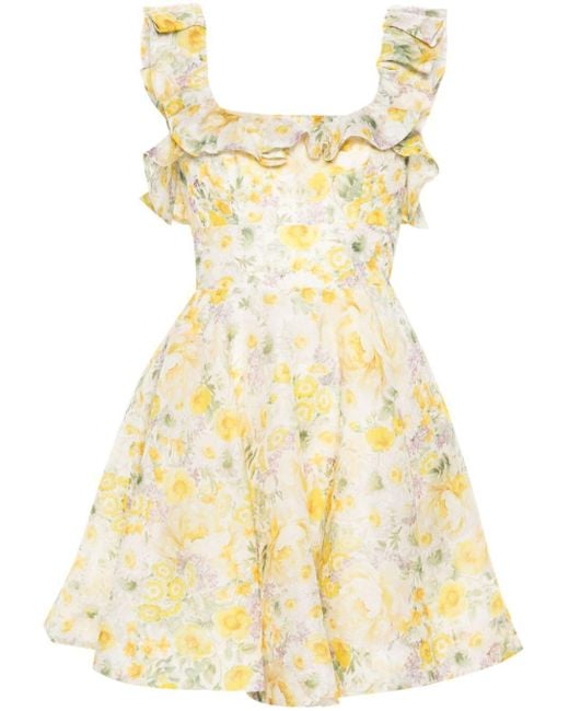 Zimmermann Harmony Mini-jurk Met Ruches in het Yellow