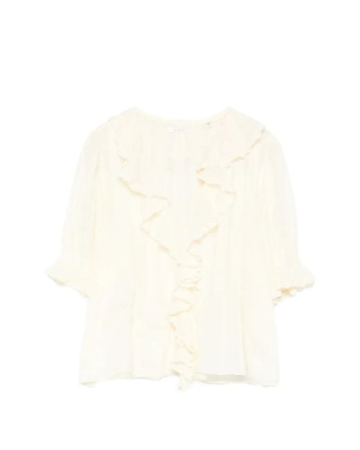 Doen White Henri Ruffled Blouse