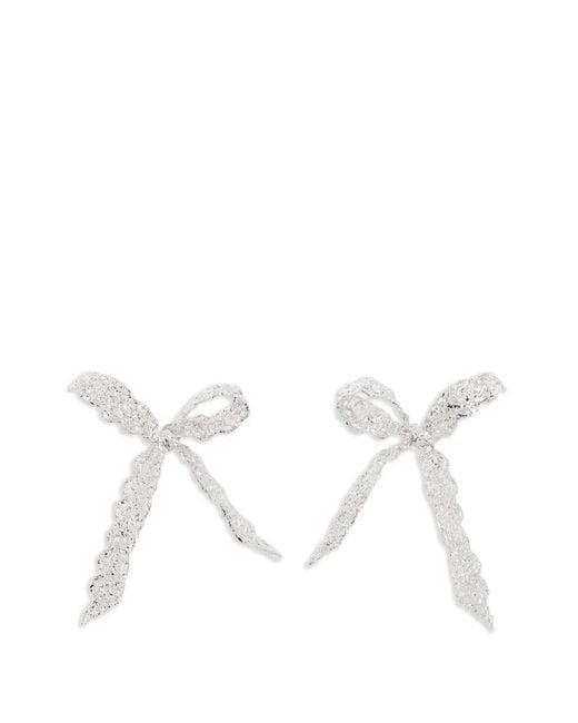ShuShu/Tong White Lace-Effect Bow Earrings