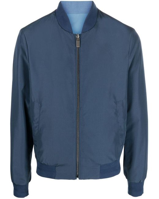 Canali Two-tone Panel Bomber Jacket in Blue for Men | Lyst