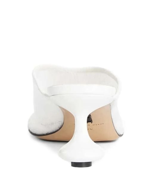 Loewe White 450Mm Sequin-Embellished Sculpted-Heel Mules