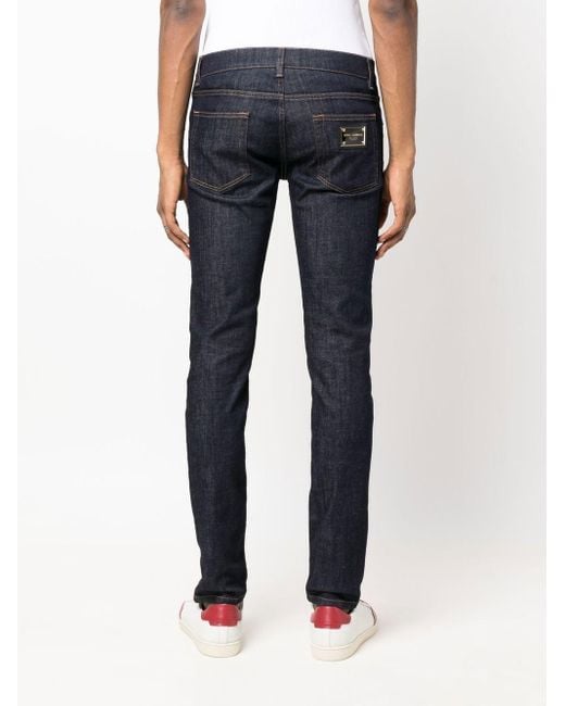 Dolce & Gabbana Blue Low-rise Slim-cut Jeans for men
